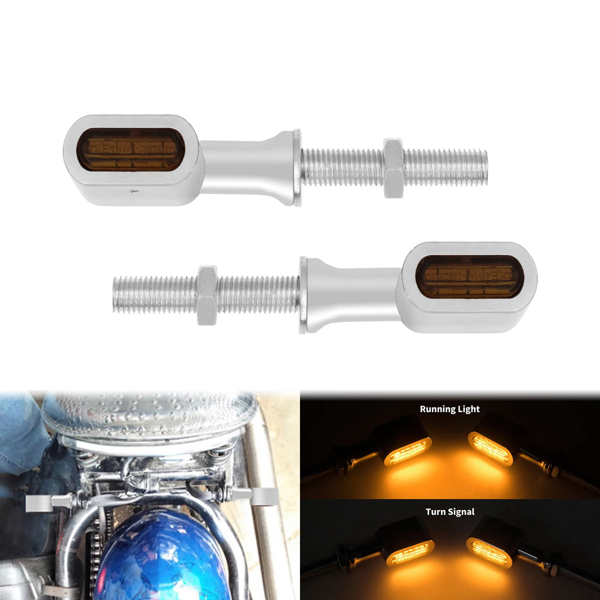 2xMotorcycle LED Rear Turn Signal Light E Mark Running Indicator Lamp For Harley Dyna Sportster XL Touring Street Glide Softail