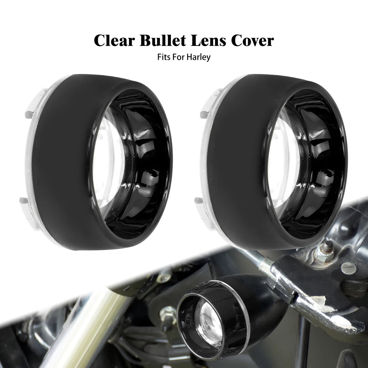 2xMotorcycle Turn Signal Indicator Light Visor Bezels Trim Ring Lens Cover For Harley Dyna Softail Touring Road Glide Sportster