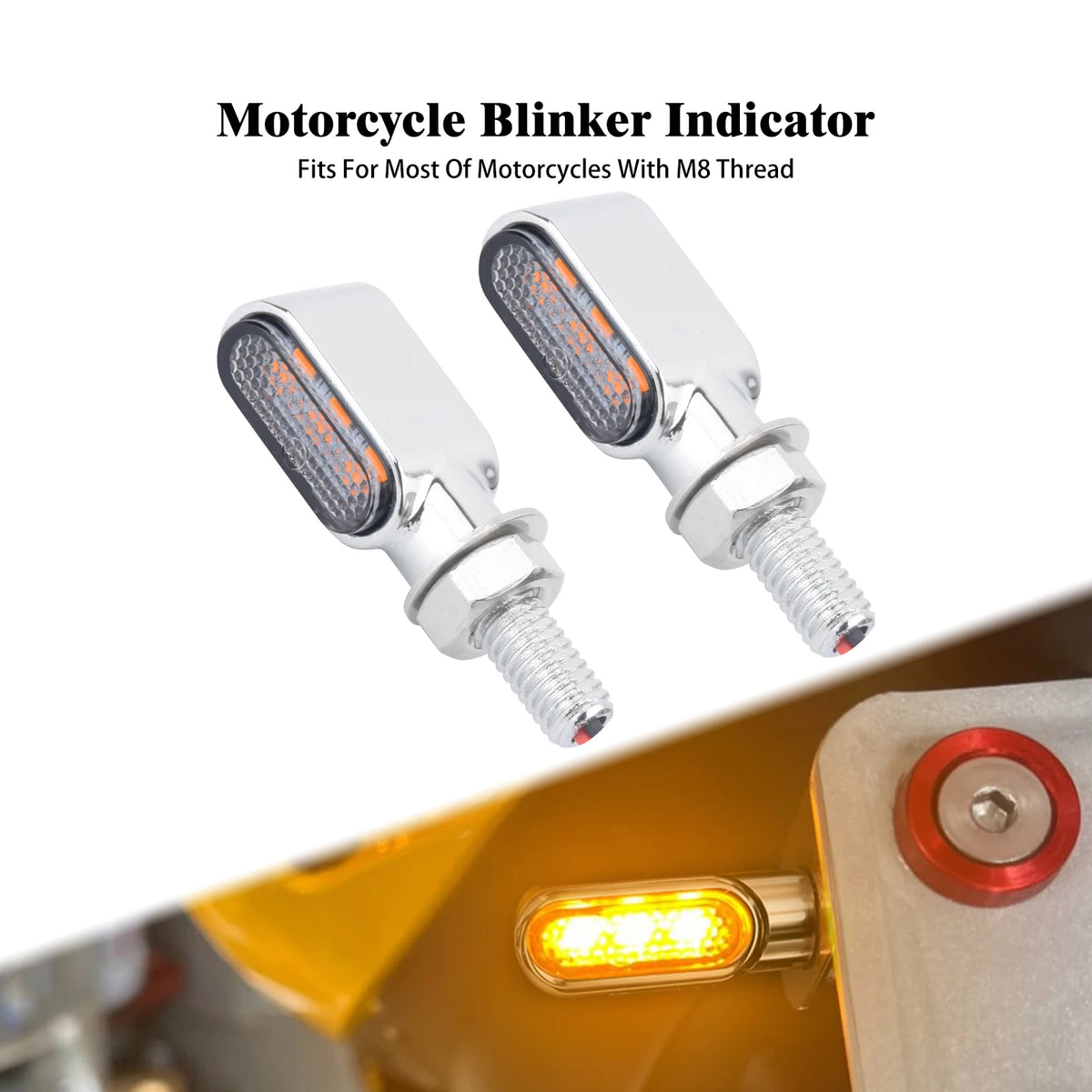 Motorcycle Mini LED Light Indicator E Mark Turn Signal M8 Thread Front Rear Lamp Universal For Harley FLHR For Yamaha For Honda