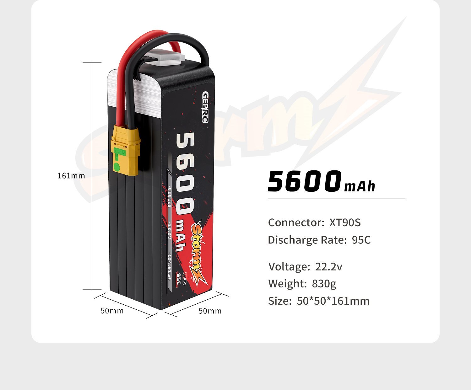 GEPRC Storm 6S 5600mAh 95C Lipo Battery