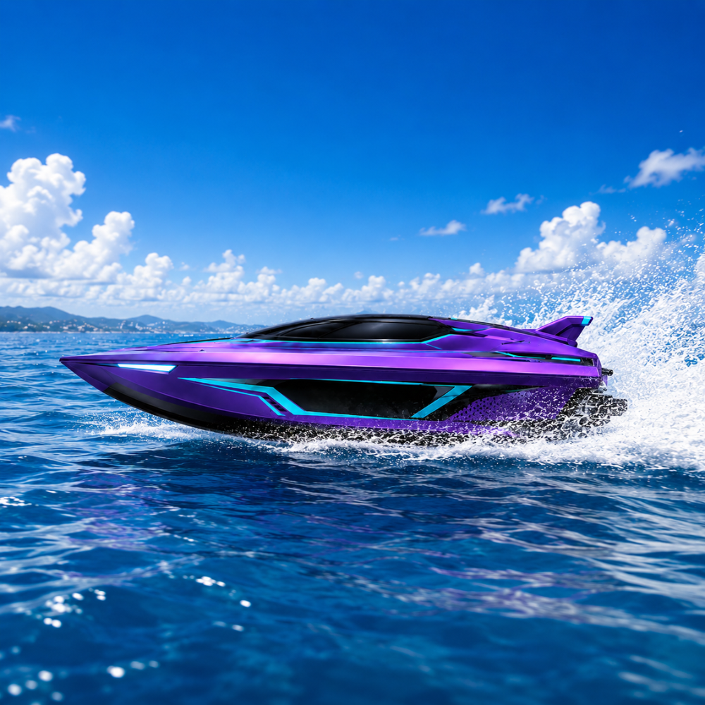 Brushless RC Racing Boat Water Cooled High Speed Electric Model Purple
