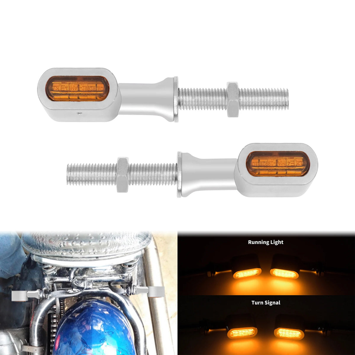 2xMotorcycle LED Rear Turn Signal Light E Mark Running Indicator Lamp For Harley Dyna Sportster XL Touring Street Glide Softail