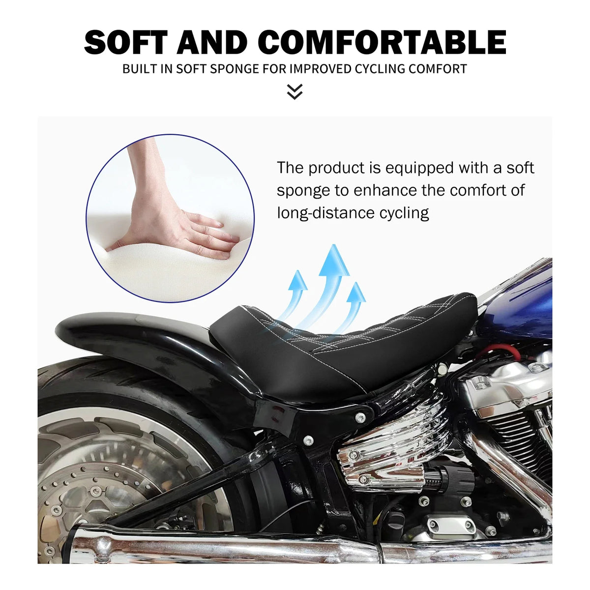 Motorcycle Driver Solo Cushion Seat Rear Fender Mudguard With Turn Signal LED Light For Harley Softail Fat Boy Breakout 18-2023