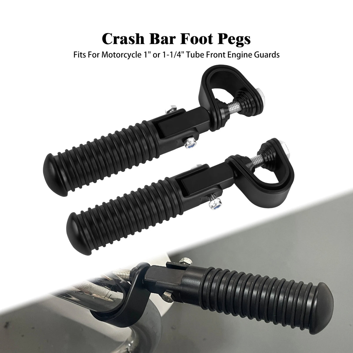 Universal Motorcycle Foot Pegs 1" 1.25" Highway Crash Bar Footpegs Engine Guard Clamp Footrest Pedal for Harley Softail Touring