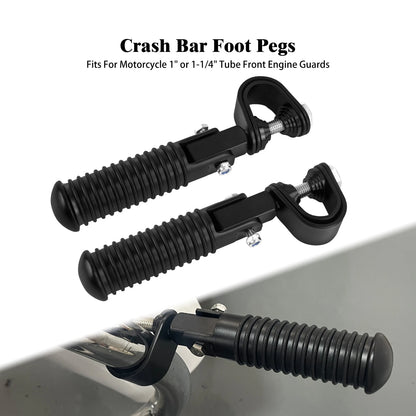 Universal Motorcycle Foot Pegs 1" 1.25" Highway Crash Bar Footpegs Engine Guard Clamp Footrest Pedal for Harley Softail Touring