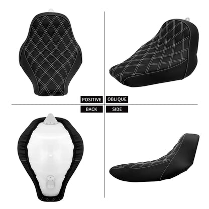 Motorcycle Driver Solo Cushion Seat Rear Fender Mudguard With Turn Signal LED Light For Harley Softail Fat Boy Breakout 18-2023