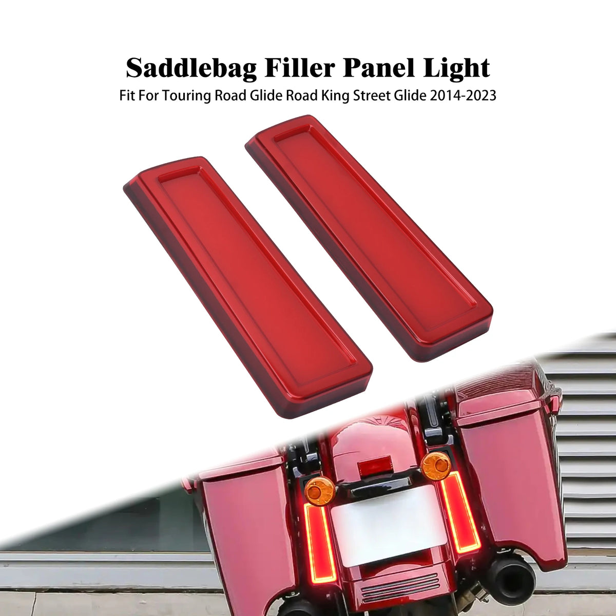 Motorcycle Saddlebag Fender Filler LED Lights Side Running Brake Accent Light For Harley Touring Road Street Glide FLHR 2014-23