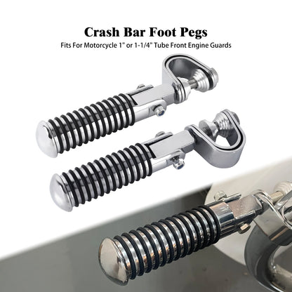 Universal Motorcycle Foot Pegs 1" 1.25" Highway Crash Bar Footpegs Engine Guard Clamp Footrest Pedal for Harley Softail Touring