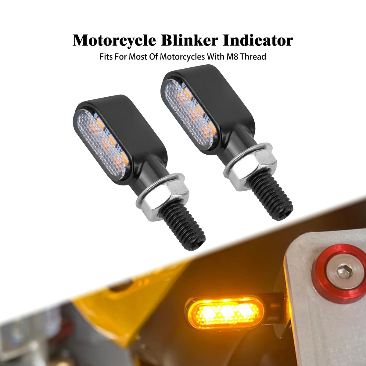 Motorcycle Mini LED Light Indicator E Mark Turn Signal M8 Thread Front Rear Lamp Universal For Harley FLHR For Yamaha For Honda