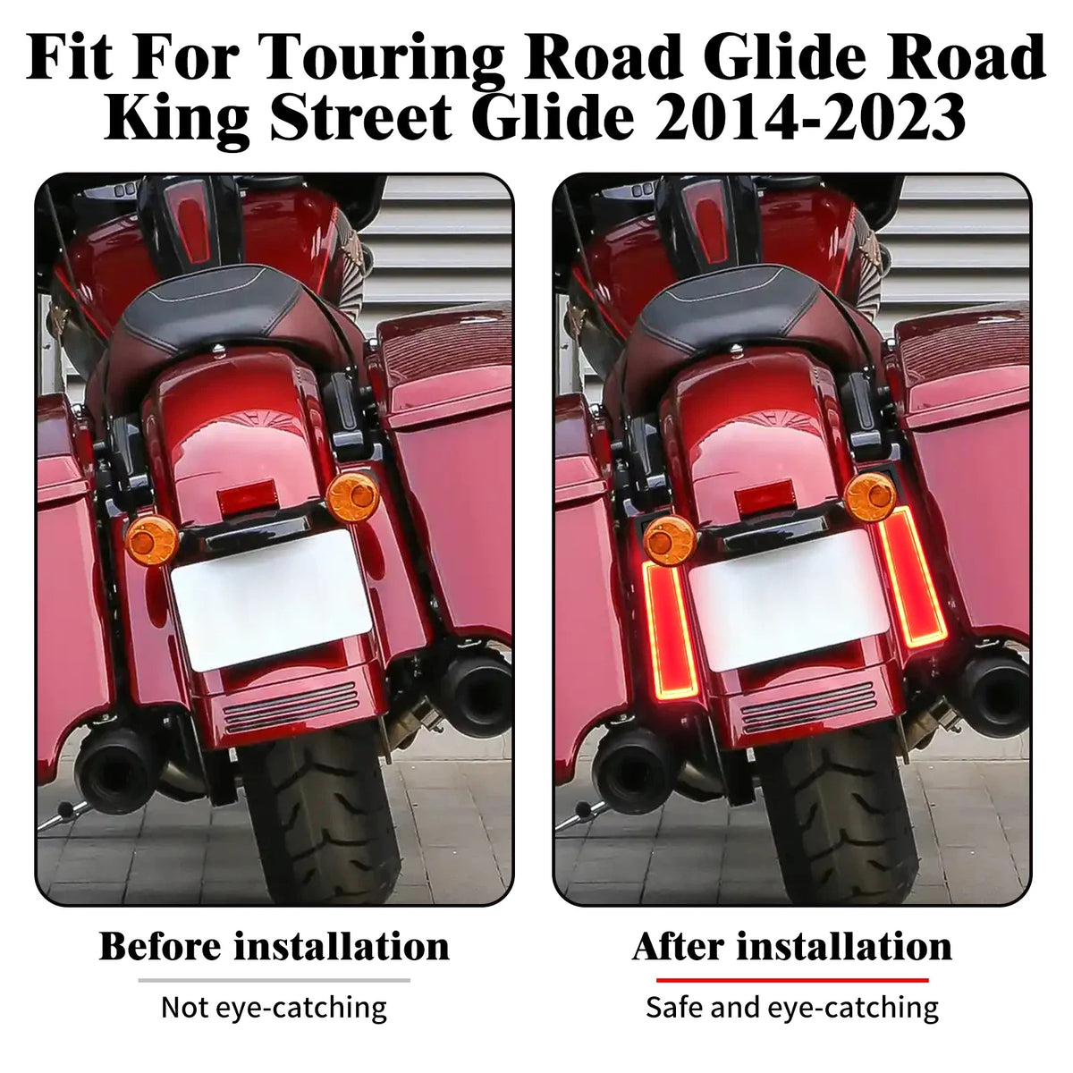 Motorcycle Saddlebag Fender Filler LED Lights Side Running Brake Accent Light For Harley Touring Road Street Glide FLHR 2014-23