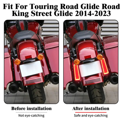Motorcycle Saddlebag Fender Filler LED Lights Side Running Brake Accent Light For Harley Touring Road Street Glide FLHR 2014-23