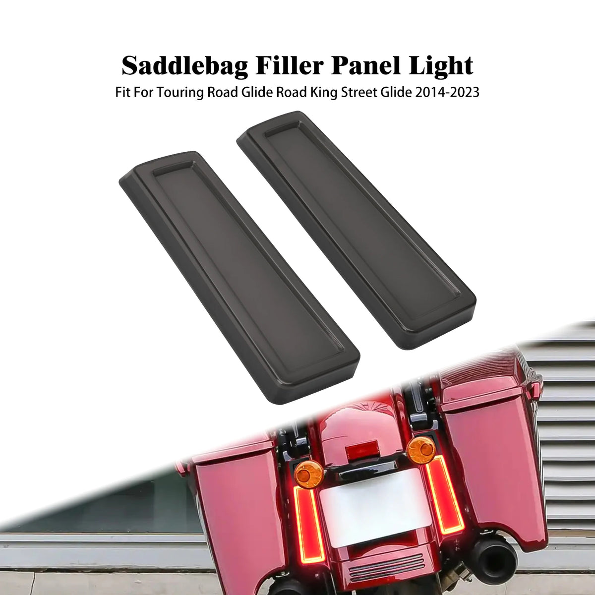 Motorcycle Saddlebag Fender Filler LED Lights Side Running Brake Accent Light For Harley Touring Road Street Glide FLHR 2014-23
