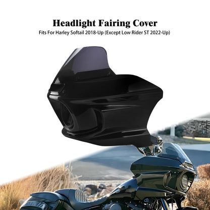 Motorcycle Headlight Fairing Cover Front Head Light Mount Kit For Harley Softail Low Rider ST Street Bob Fat Boy Breakout 18-Up