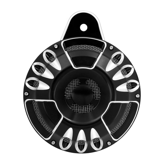 Motorcycle Horn Speaker Cover Kit CNC Horns Cap Black/Chrome For Harley Touring Softail Dyna Big Twin Cam 91-Up Sportster 07-Up