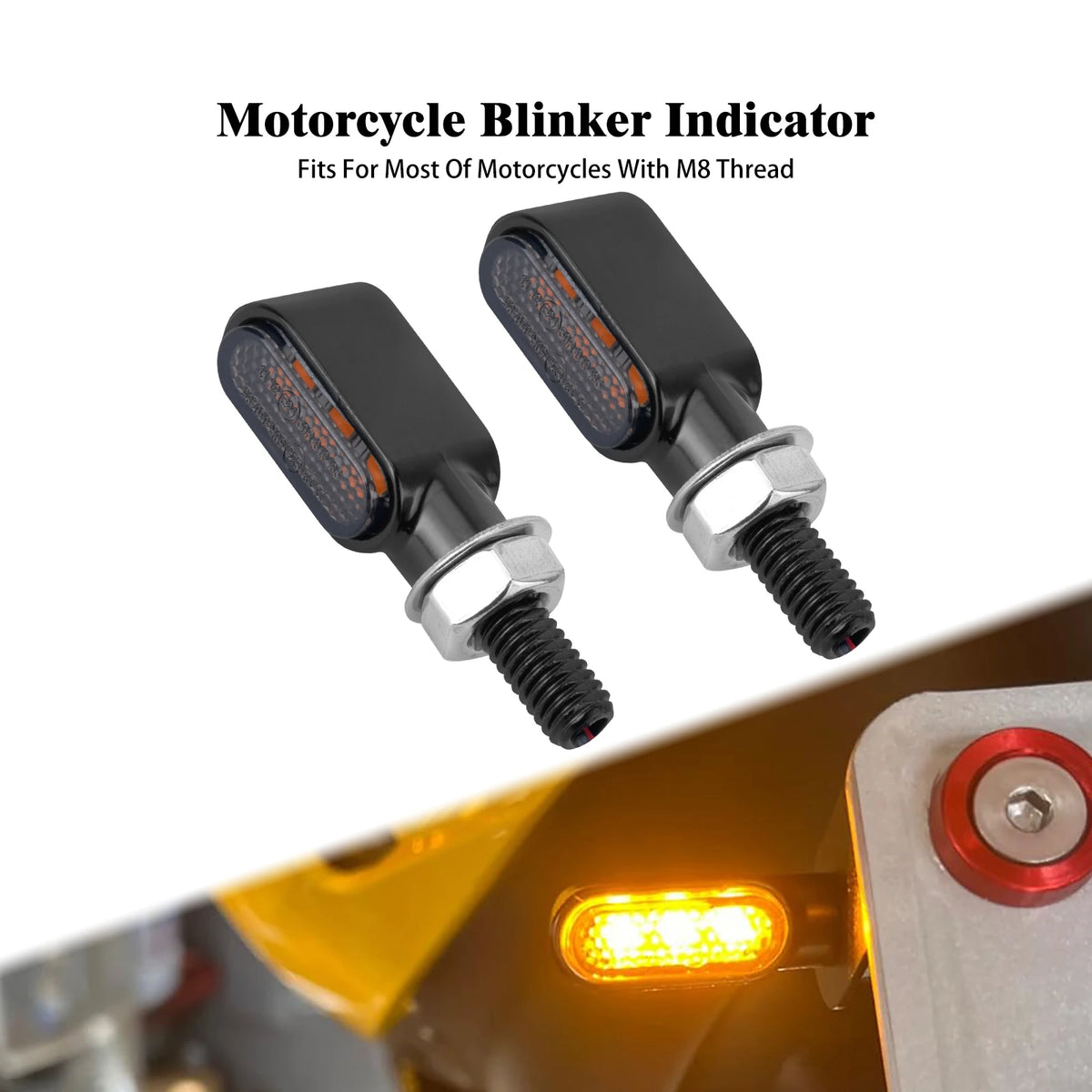 Motorcycle Mini LED Light Indicator E Mark Turn Signal M8 Thread Front Rear Lamp Universal For Harley FLHR For Yamaha For Honda