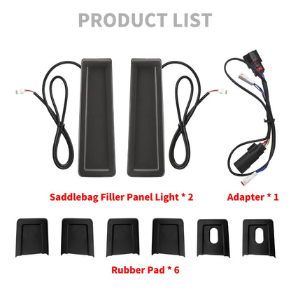 Motorcycle Saddlebag Fender Filler LED Lights Side Running Brake Accent Light For Harley Touring Road Street Glide FLHR 2014-23