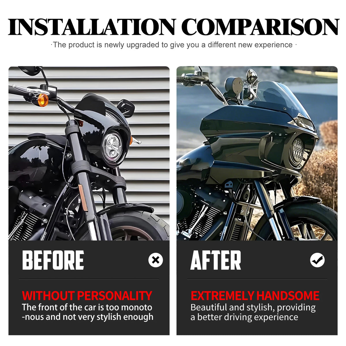Motorcycle Headlight Fairing Cover Front Head Light Mount Kit For Harley Softail Low Rider ST Street Bob Fat Boy Breakout 18-Up