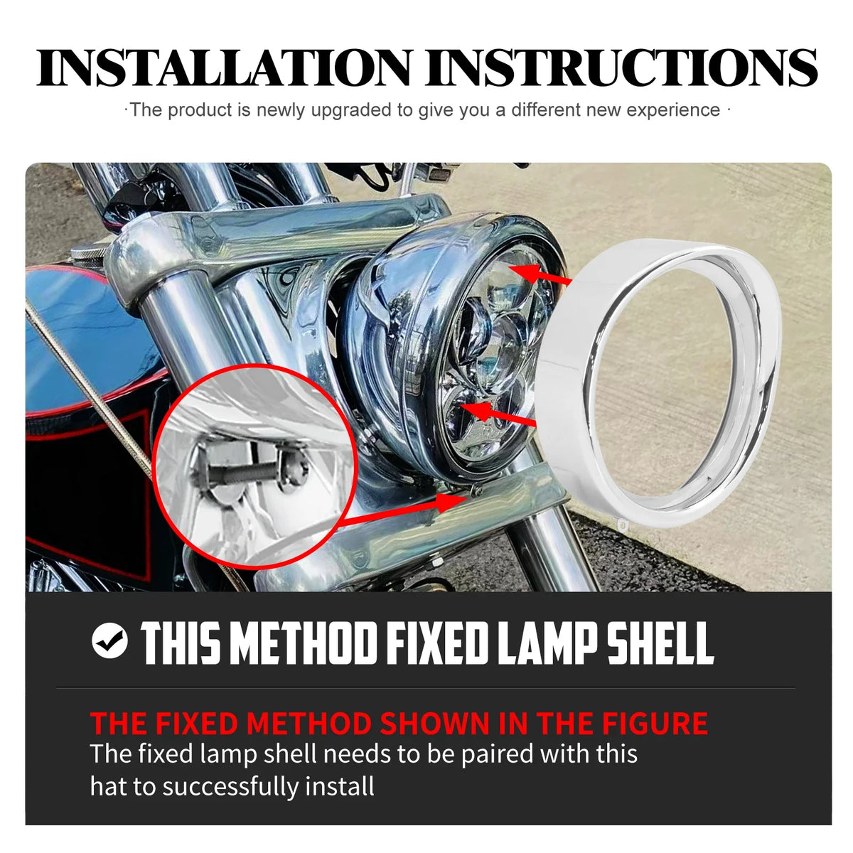 Motorcycle Visor Headlamp Trim Ring Bezel Black/Chrome LED Headlight Trim Cover For Harley Softail FLSTN FLSTFB FLSTC FLST 94-17