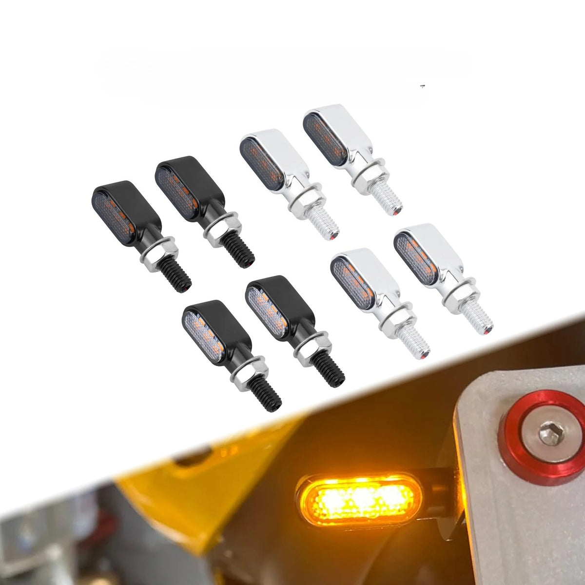 Motorcycle Mini LED Light Indicator E Mark Turn Signal M8 Thread Front Rear Lamp Universal For Harley FLHR For Yamaha For Honda